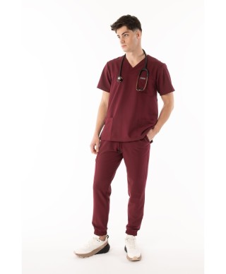 Bluza medyczna ULTRABASE męska - bordo, bordowa - MedWe