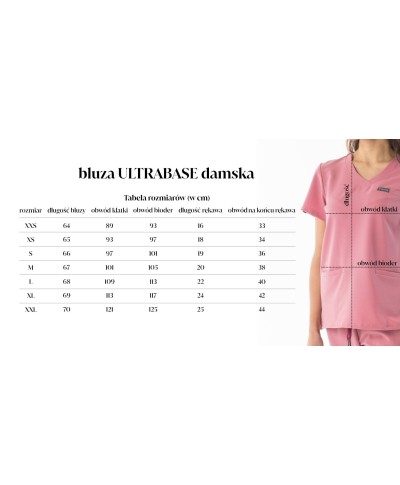 Bluza medyczna ULTRABASE damska - ash pink, brudny róż - MedWe