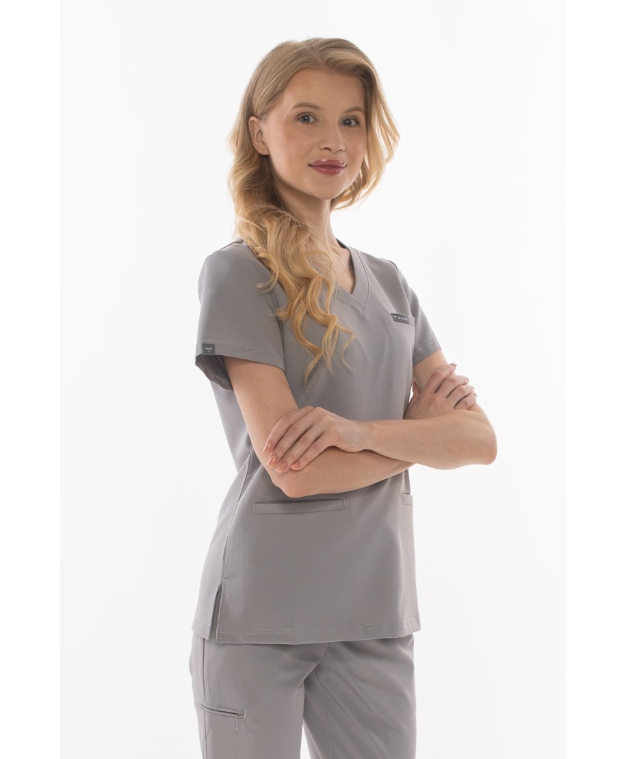 Bluza medyczna ULTRABASE damska - foggy grey, szary