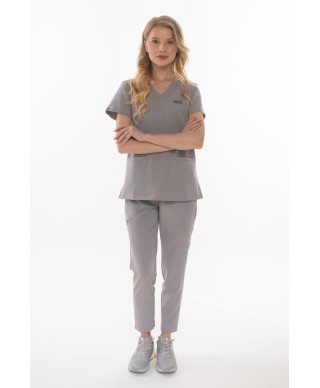 Bluza medyczna ULTRABASE damska - foggy grey, szary